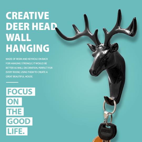 Deer Head Wall Hanging Hook  (black)