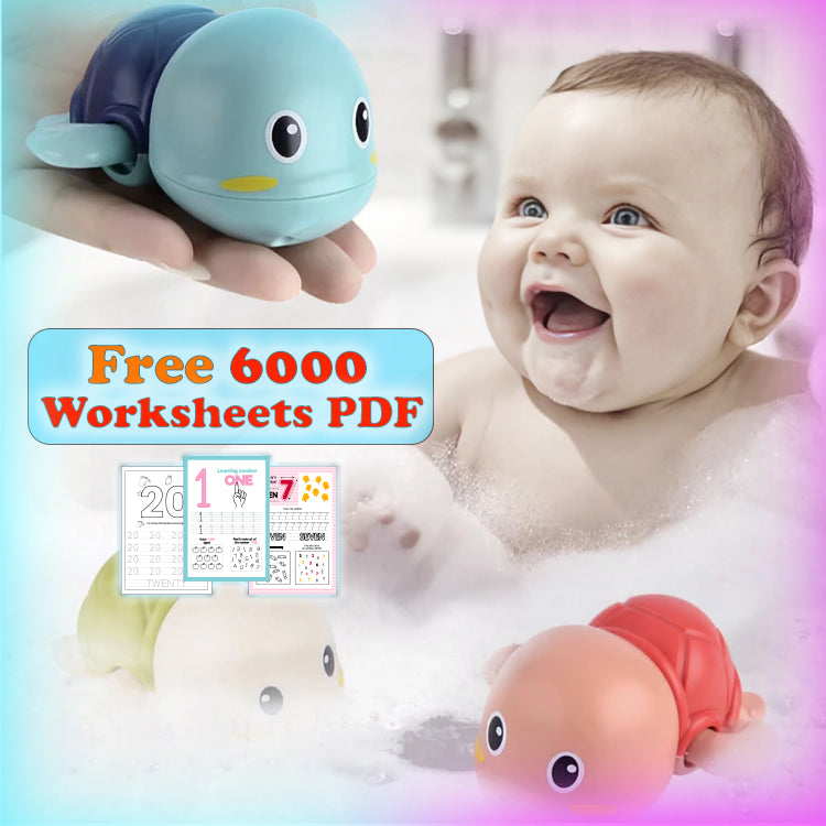 TurtleCute™ - Bath Toy Swimming Turtle + FREE 6000 Pages 7 IN 1 PDF Worksheet For Kids