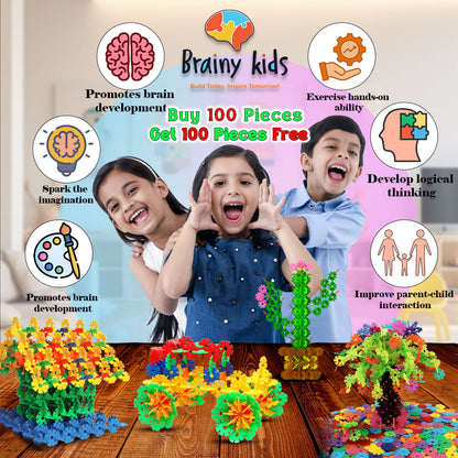 200 PCS SNOWFLAKE BUILDING BLOCKS  (Buy 100 pcs Get 100 pcs FREE)